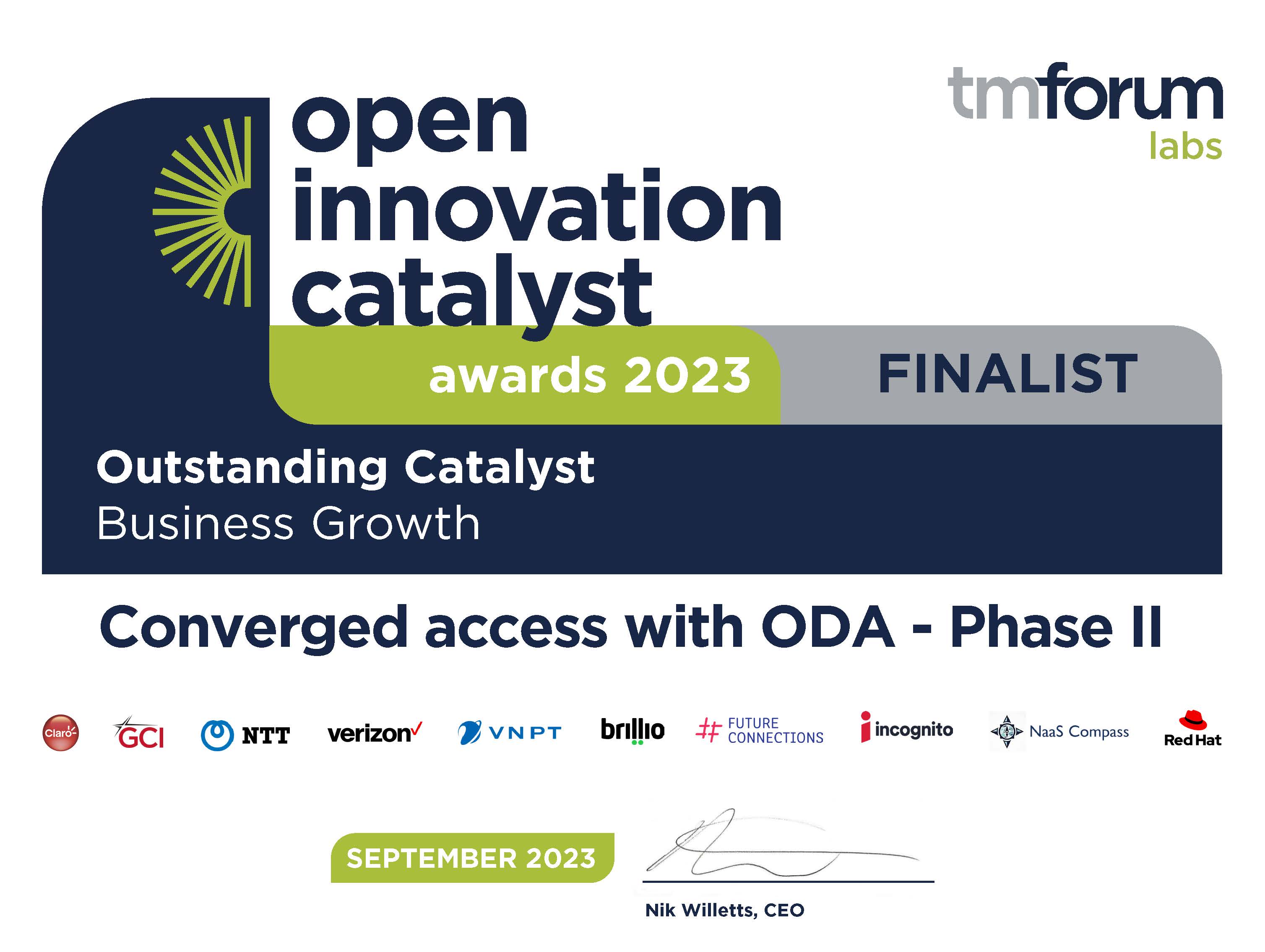Catalyst Finalist Certificate Business Growth