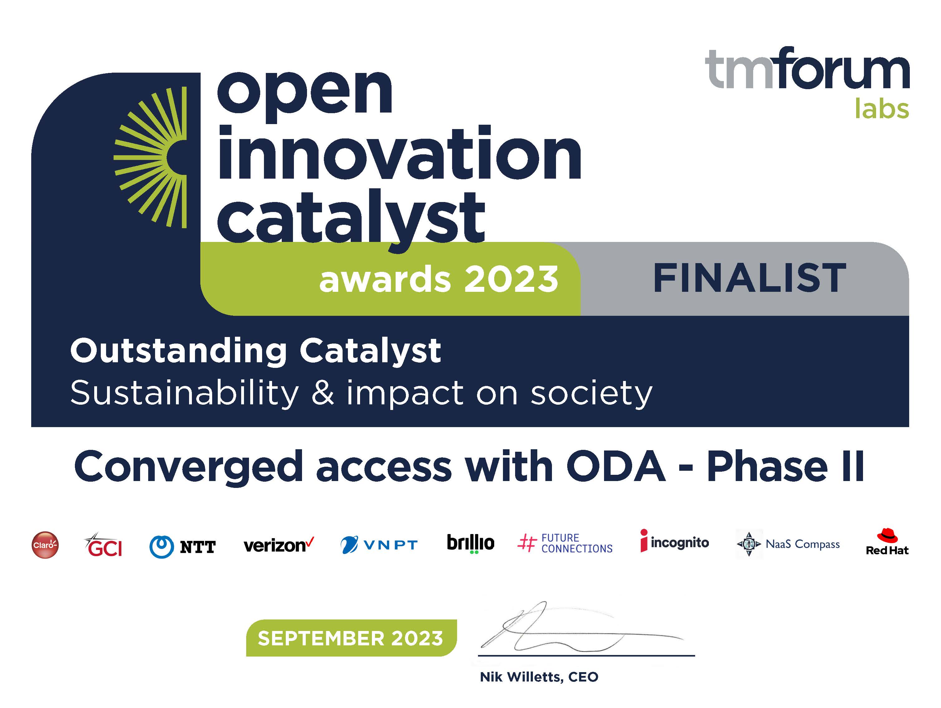 Catalyst Finalist Certificate Sustainability and impact on society