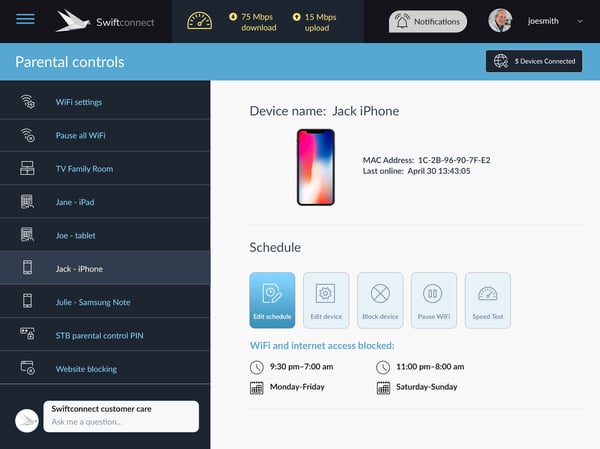 Incognito UI Parental controls