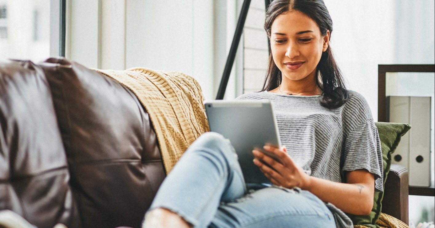 Relaxed User On Tablet