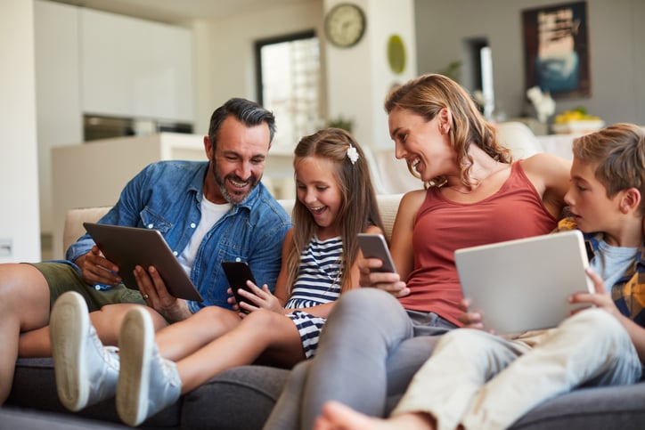 Family using internet